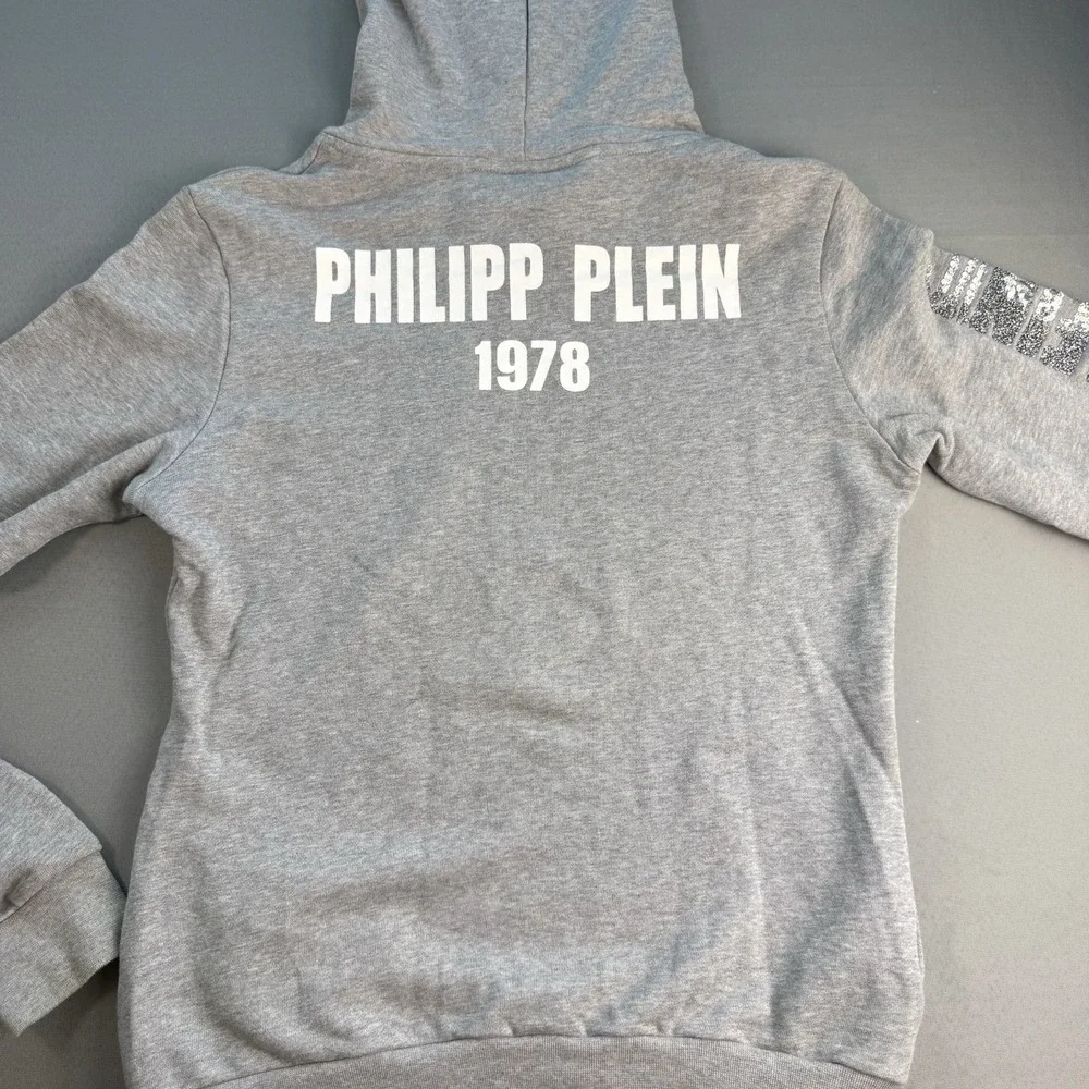 PHILIPP PLEIN Teddy Bear Sweatshirt Gray‎ RARE! Embellished Crystals